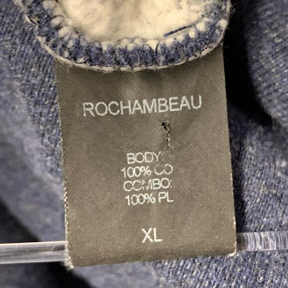 ROCHAMBEAU Size XL Navy White Cotton Polyester Raw Edge T-shirt - Picture 6 of 6